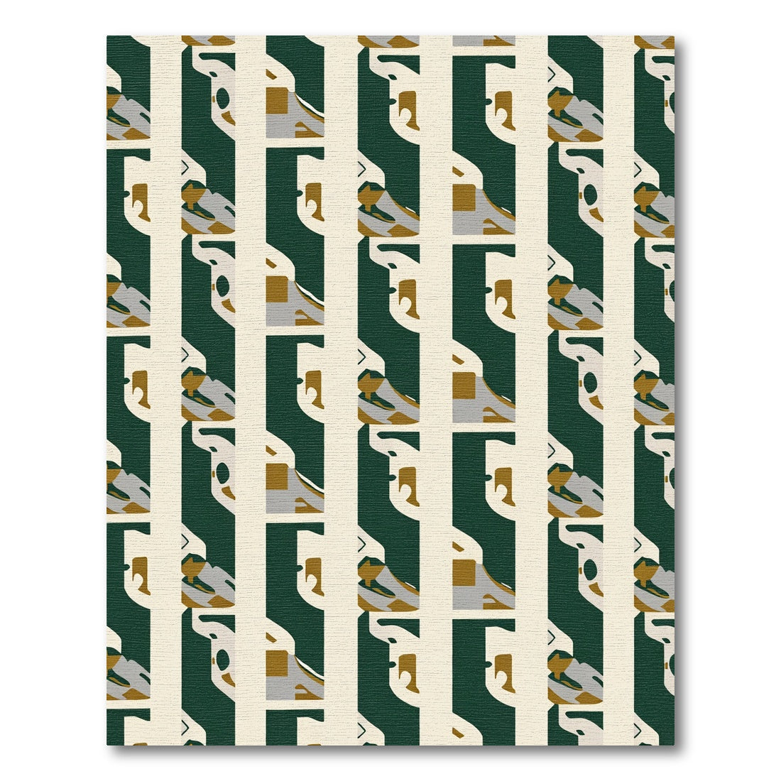 Modern Cream Gold Green Asymmetrical Rug