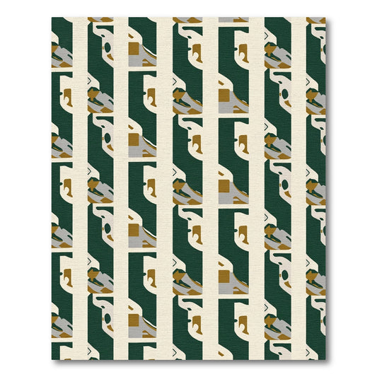 Modern Cream Gold Green Asymmetrical Rug