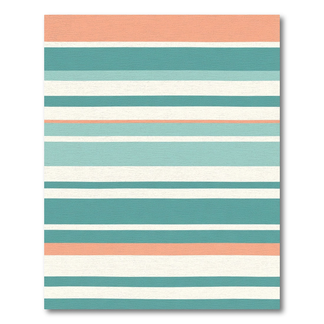 Coral Teal White Stripe Accent Rug