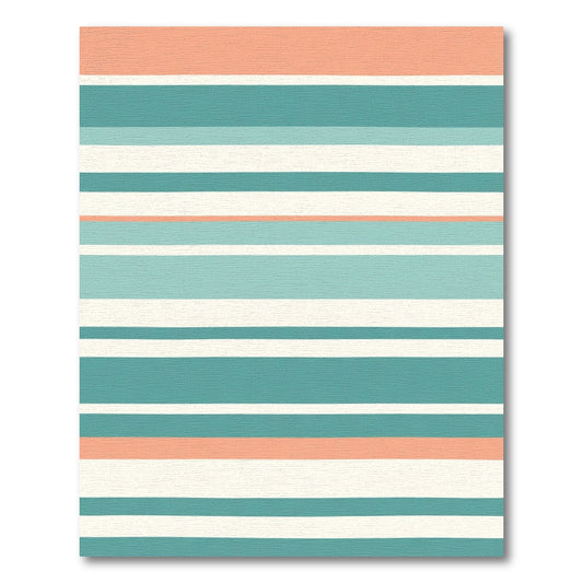 Coral Teal White Stripe Accent Rug
