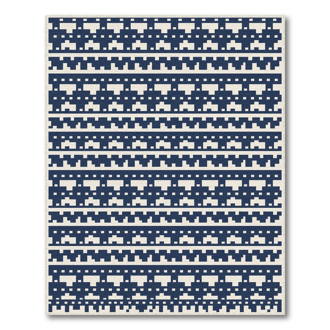Navy Geometric Blue and Teal Area Rug