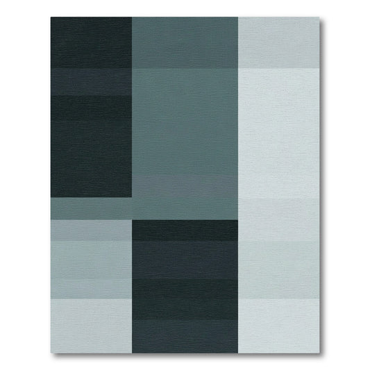 Cool-toned Geometric Block Rug