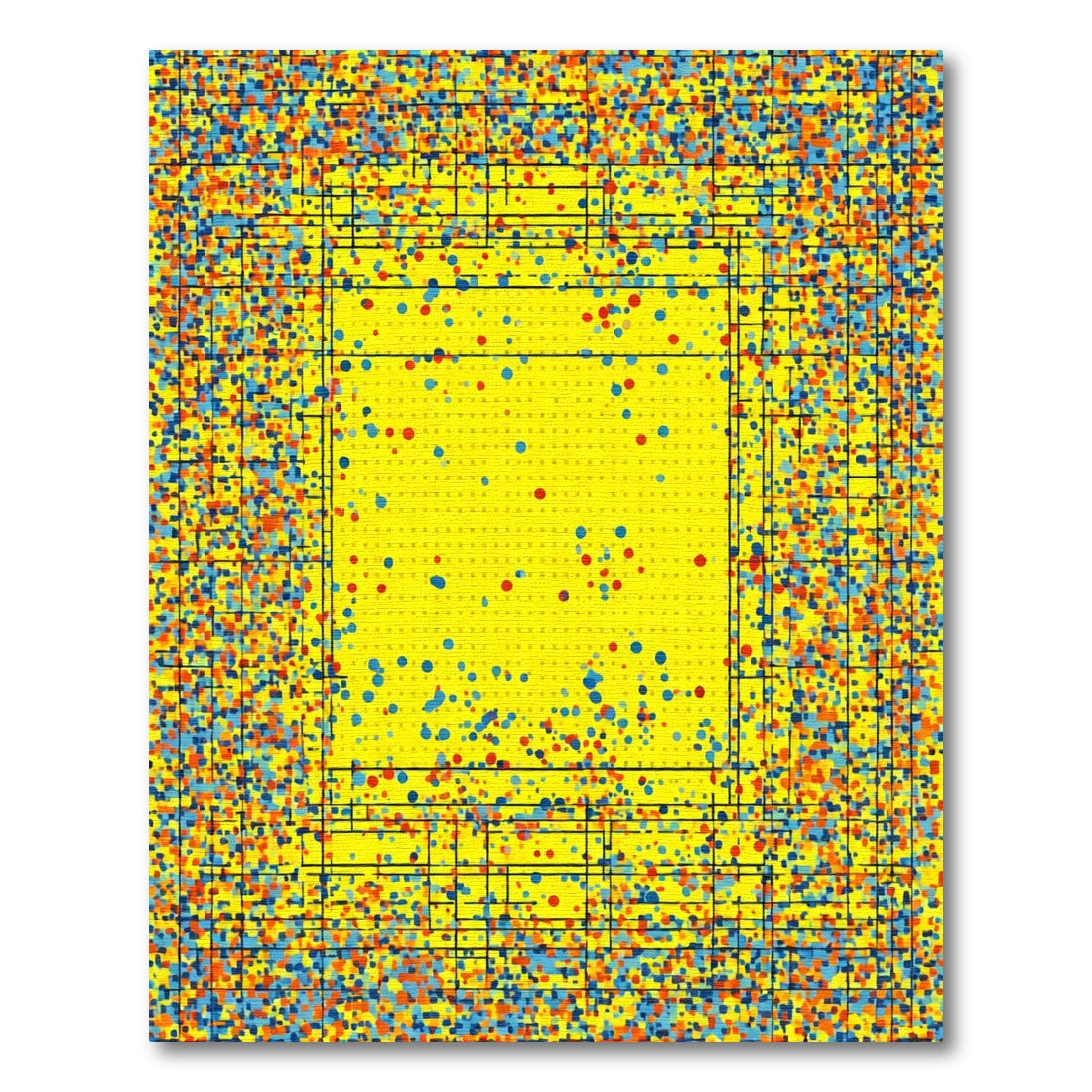 Vibrant Yellow Confetti Grid Rug