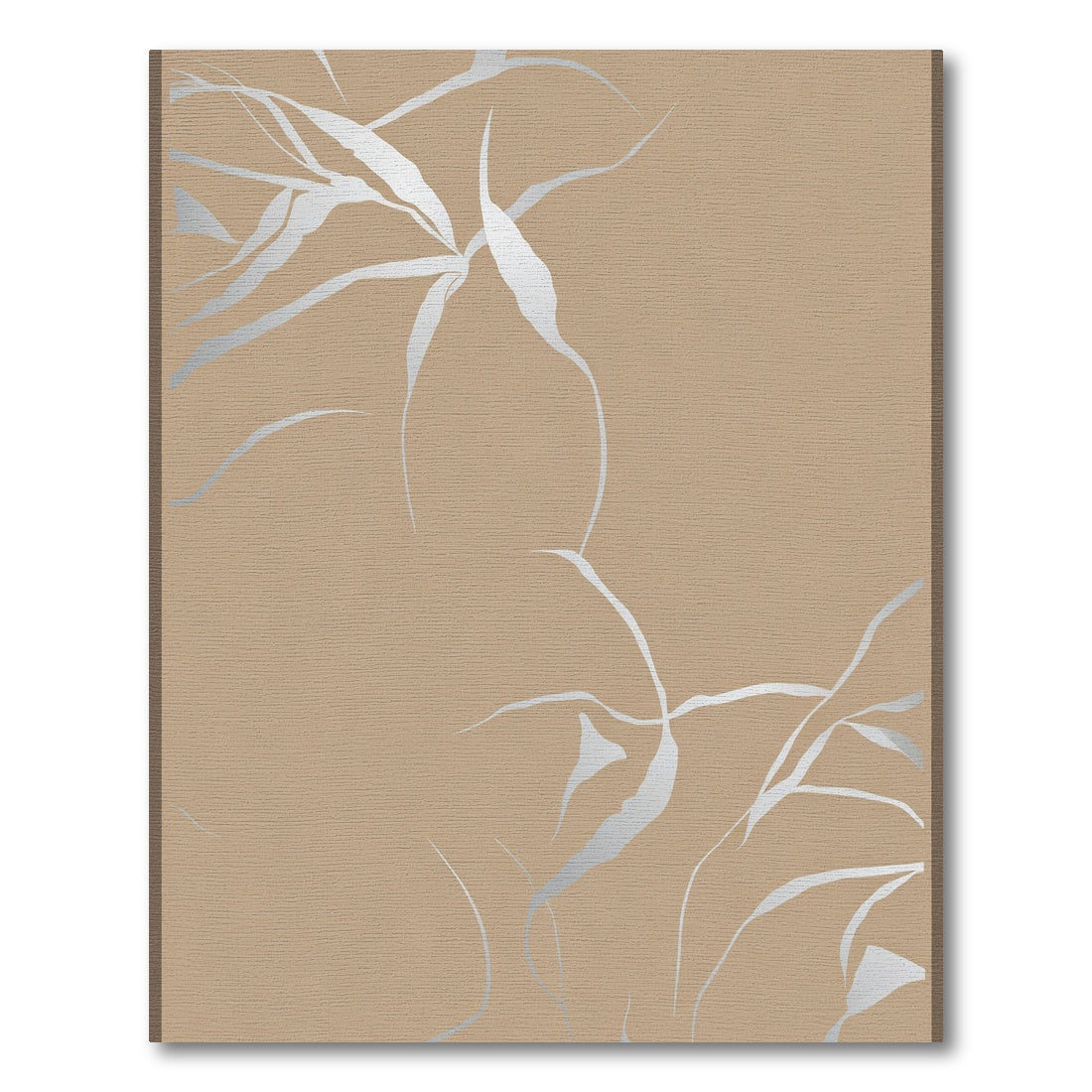 Silver Abstract Foliage Tan Rug