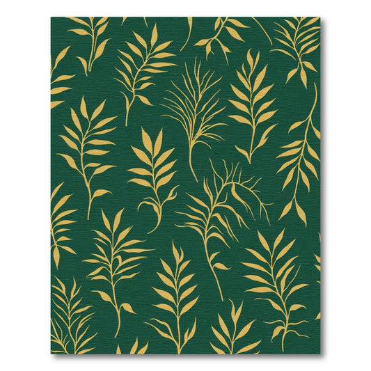 Emerald Green Gold Leaf Branches Rug