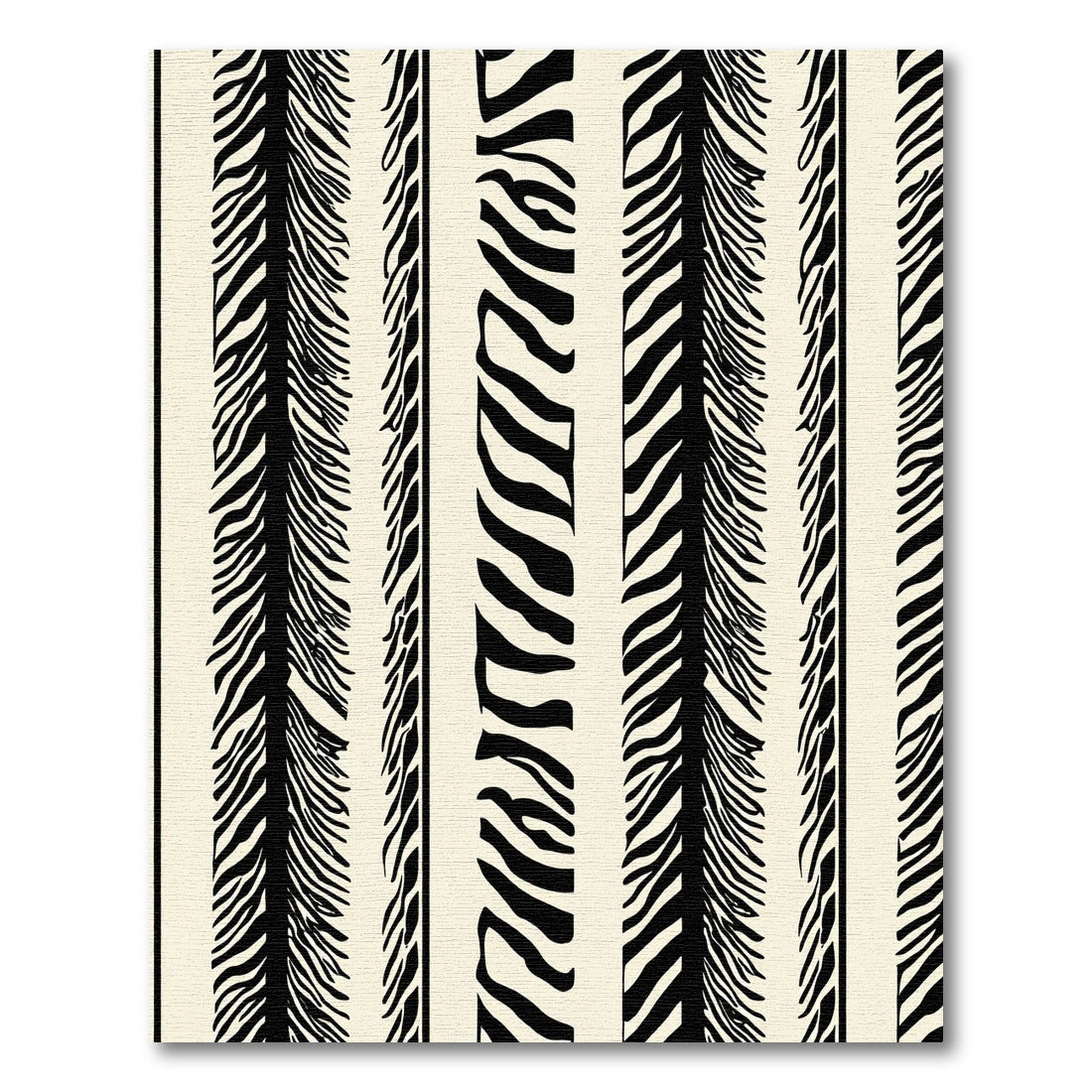 Bold Black Zebra Stripe Vertical Rug