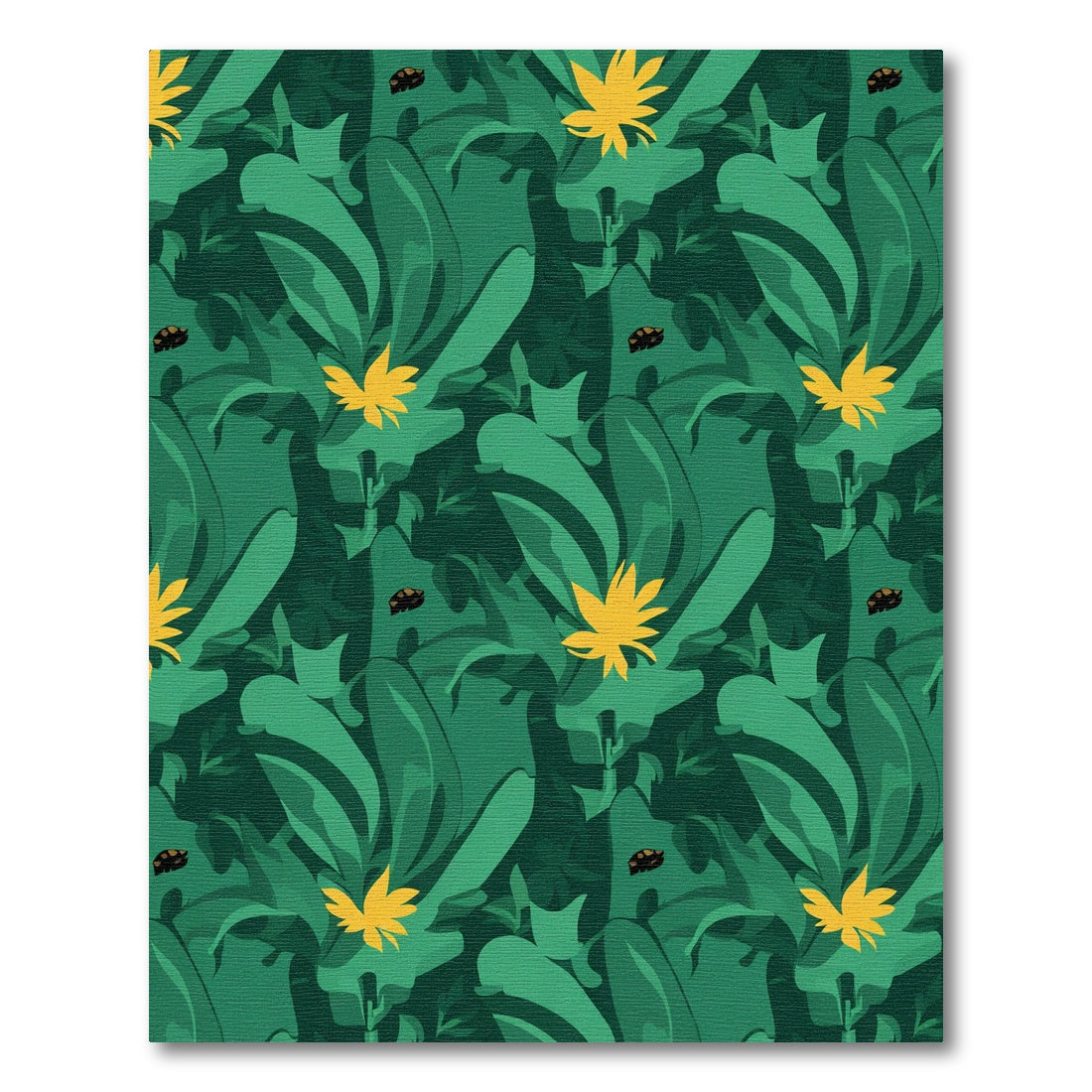 Vibrant Green Tropical Leaf Ladybug Rug
