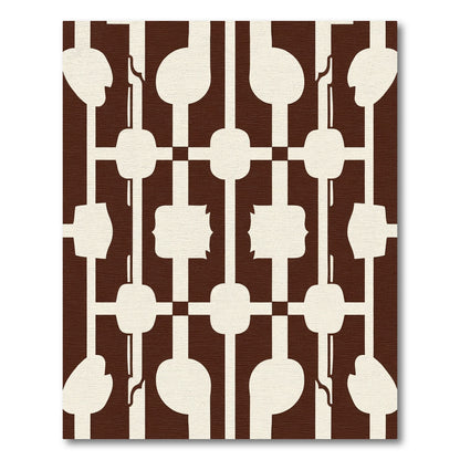 Cream and Brown Geometric Lattice Rug