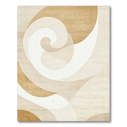 Beige Cream Spiral Abstract Rug