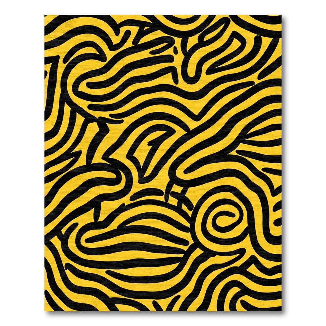 Bold Yellow Black Wavy Lines Rug