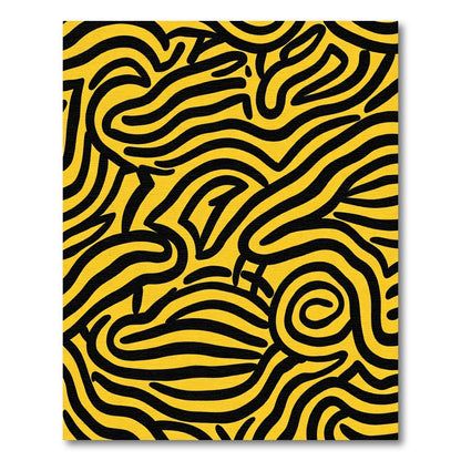 Bold Yellow Black Wavy Lines Rug
