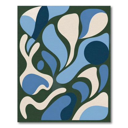 Blue and Teal Blue Abstract Organic Area Rug