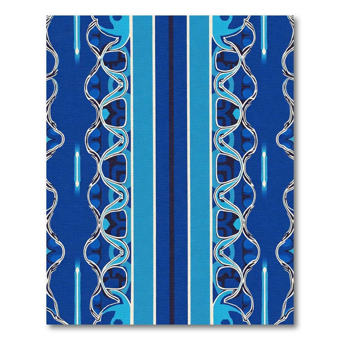 Bold Blue Abstract Wavy Stripes Rug