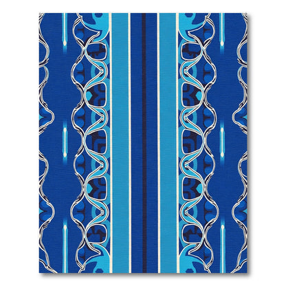 Bold Blue Abstract Wavy Stripes Rug