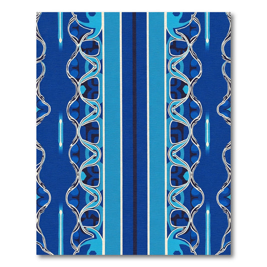 Bold Blue Abstract Wavy Stripes Rug
