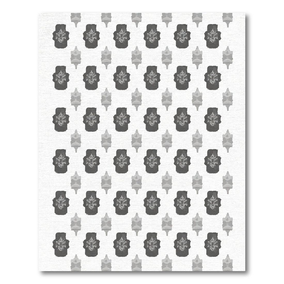 Monochromatic Dark Gray Geometric Pattern Rug