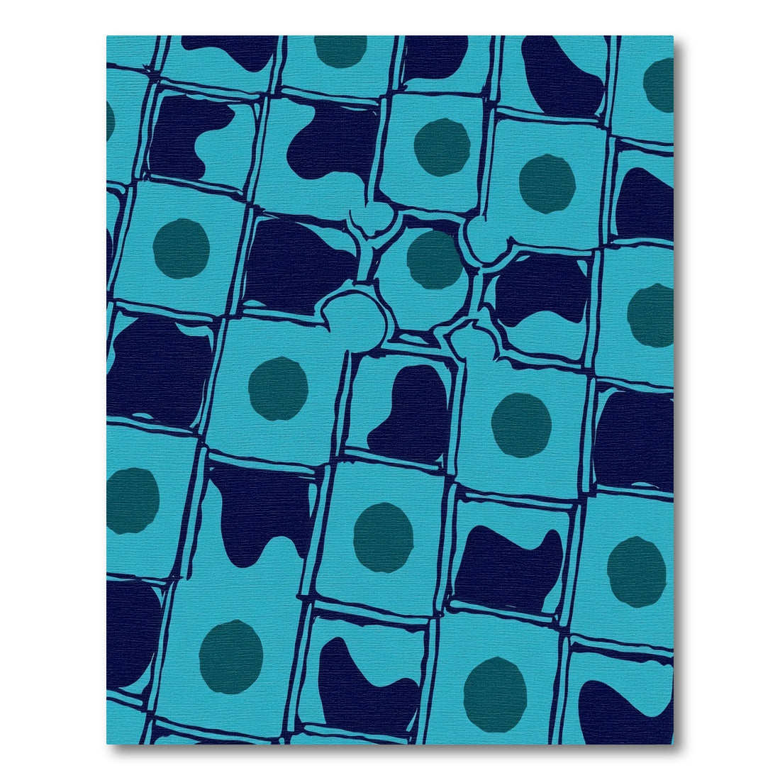 Teal Abstract Organic Grid Rug