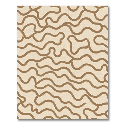 Beige Wavy Abstract Line Rug