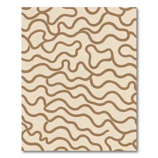 Beige Wavy Abstract Line Rug