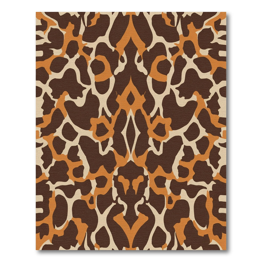 Symmetrical Brown and Orange Animal Print Rug