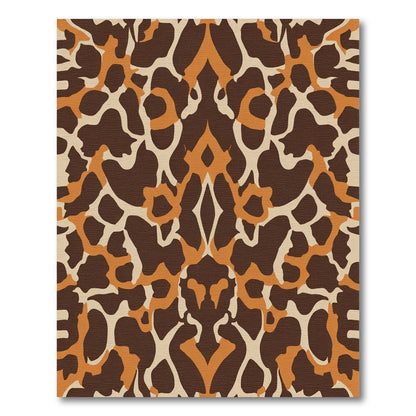 Symmetrical Brown and Orange Animal Print Rug