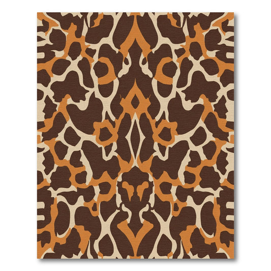 Symmetrical Brown and Orange Animal Print Rug