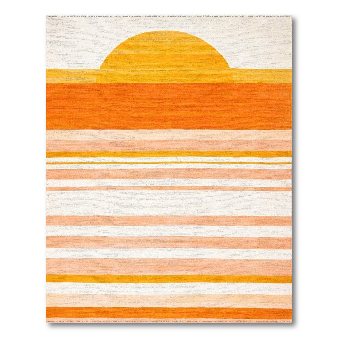 Orange Sunset Striped Washable Area Rug
