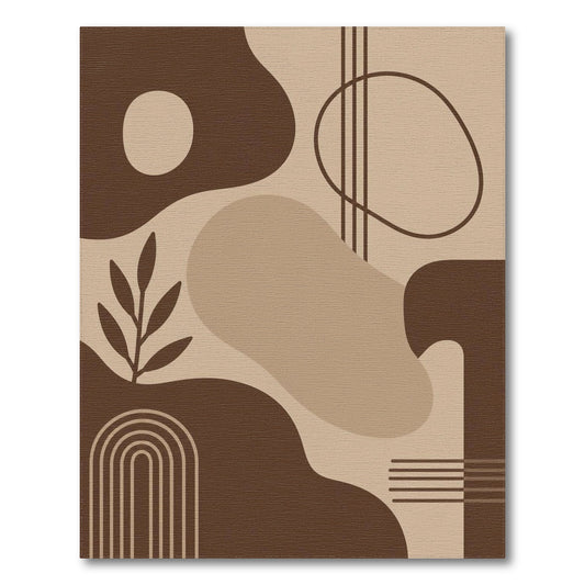 Abstract Area Abstract Brown Area Rug with Organic Shapes