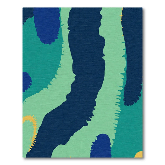 Abstract Aqua Navy Organic Shapes Rug
