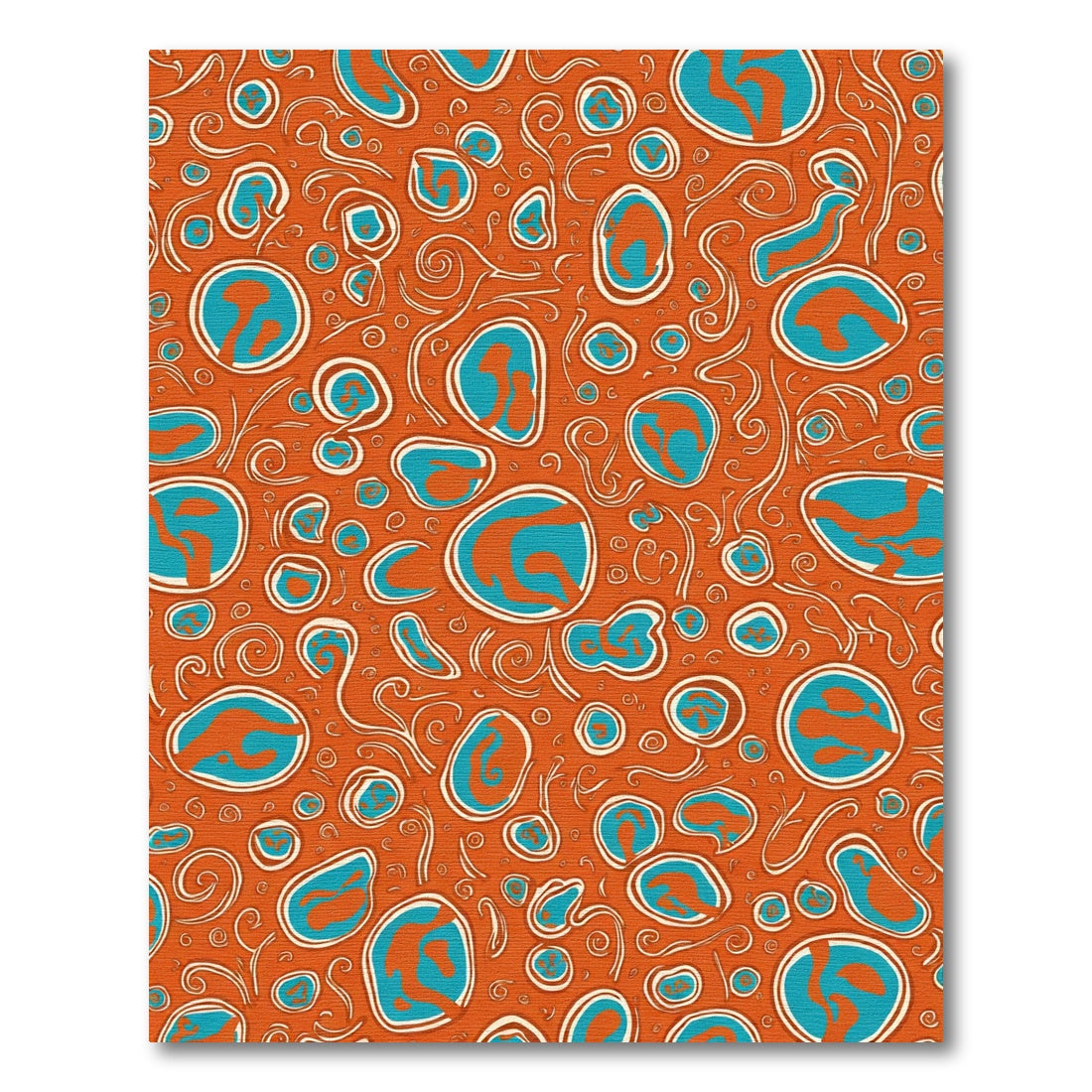 Orange Teal Amoeba Swirl Rug