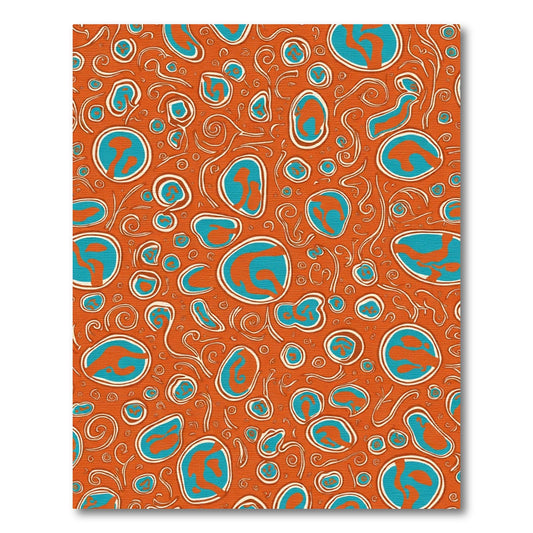Orange Teal Amoeba Swirl Rug