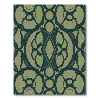 Dark Teal Arch Floral Medallion Rug