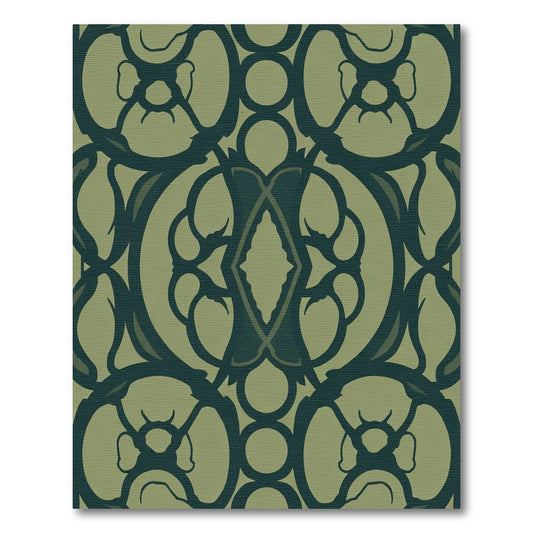 Dark Teal Arch Floral Medallion Rug