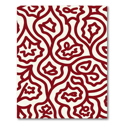Crimson Ivory Abstract Organic Swirl Rug