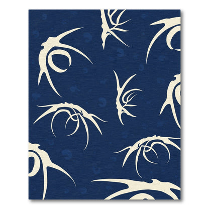 Navy Cream Abstract Organic Swirl Rug