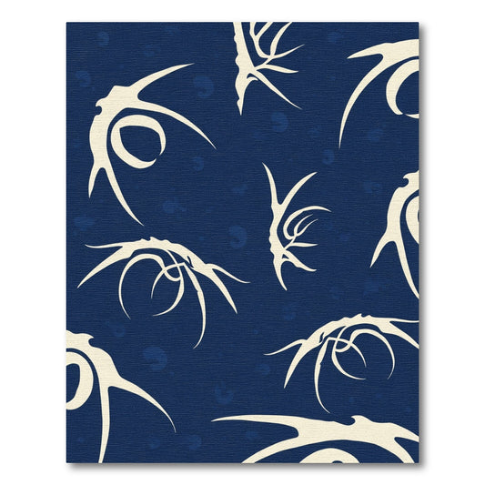 Navy Cream Abstract Organic Swirl Rug