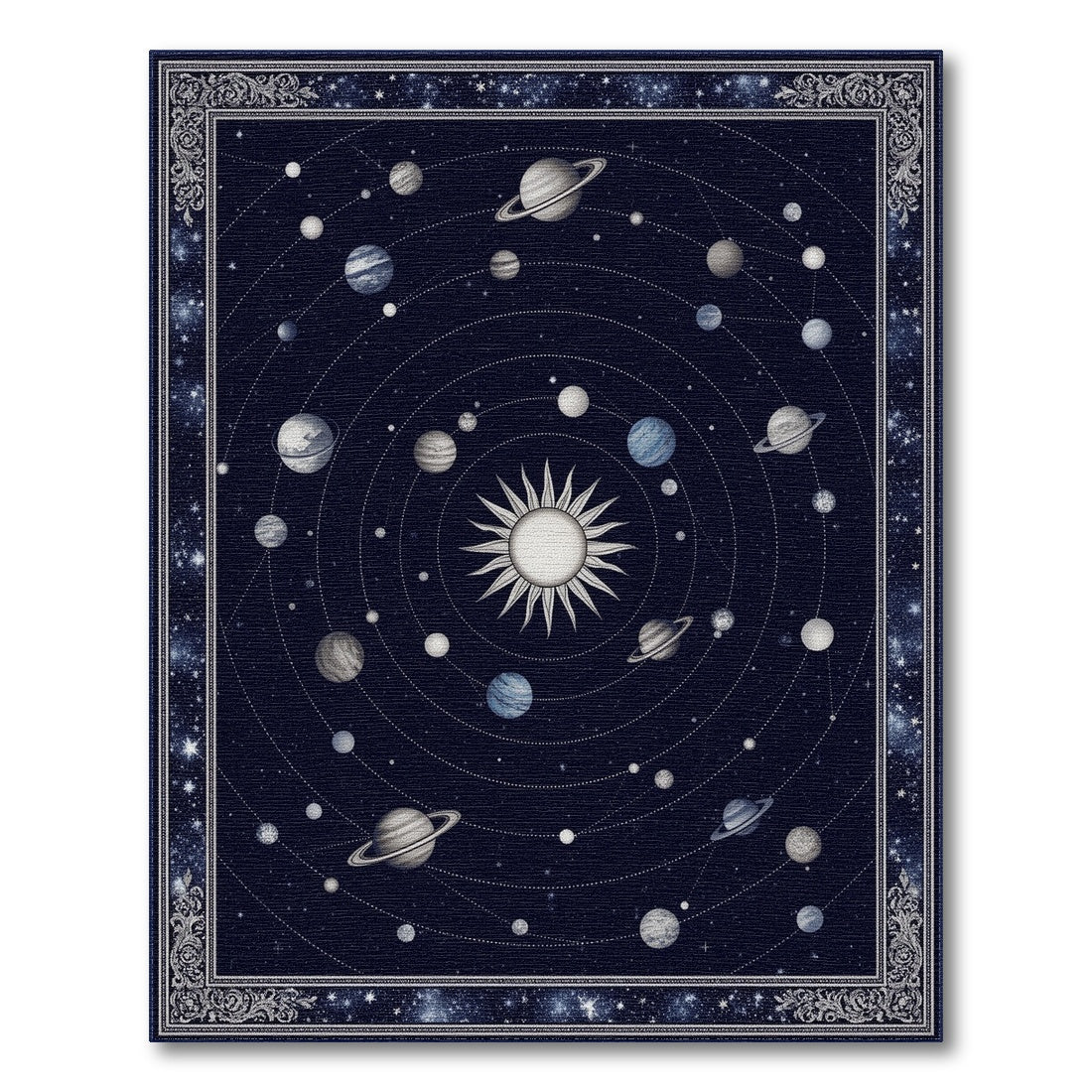 Celestial Solar System Navy Area Rug