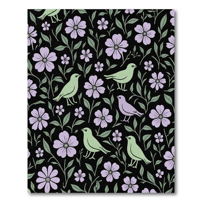Pastel Birds Lilac Floral Vines Rug