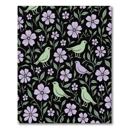 Pastel Birds Lilac Floral Vines Rug