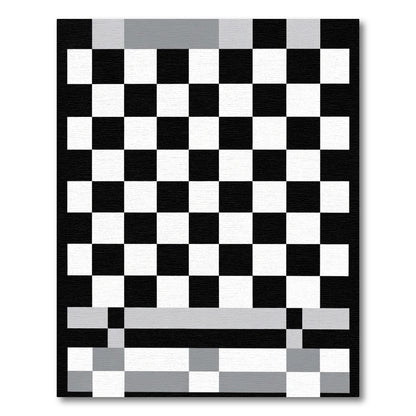 Black White Checkerboard Square Rug
