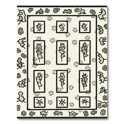 Abstract Organic Shapes Botanical Grid Rug