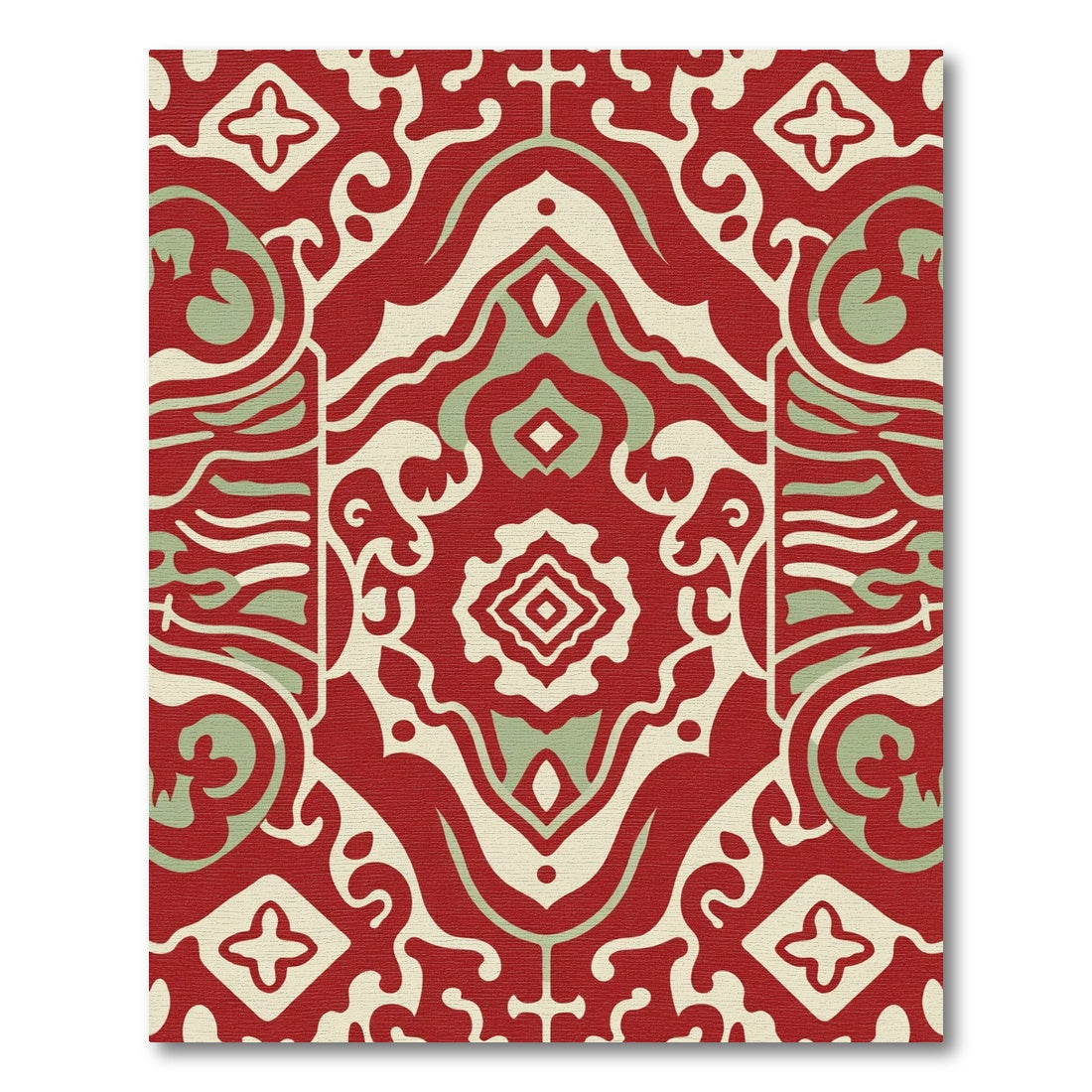 Crimson Cream Sage Abstract Cartouche Rug