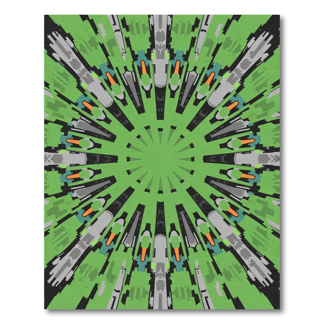 Vibrant Green Abstract Sunburst Rug