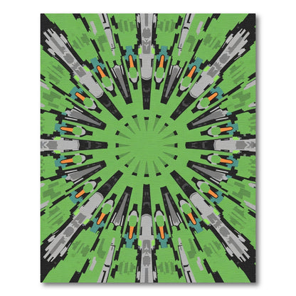 Vibrant Green Abstract Sunburst Rug