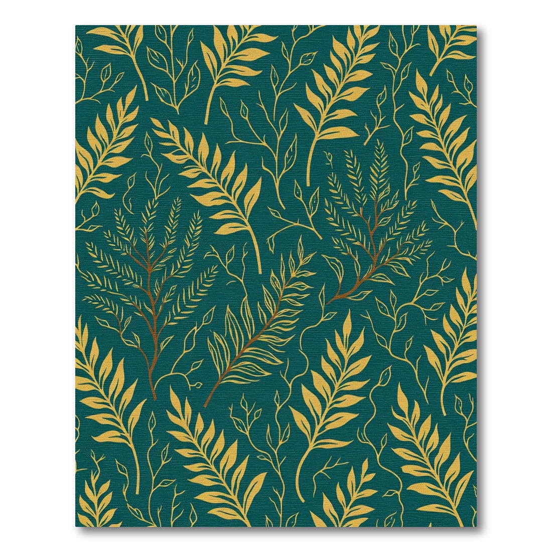 Teal Gold Botanical Vine Art Rug