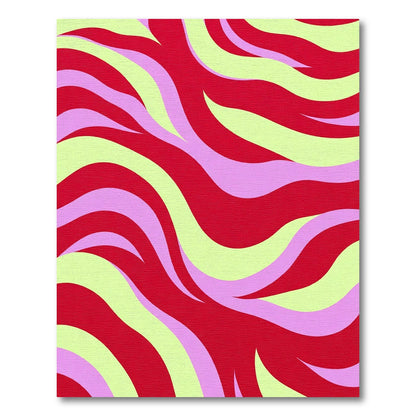 Red Cream Pink Wave Swirl Rug