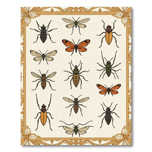 Collection Amber Orange Insect Illustration Rug