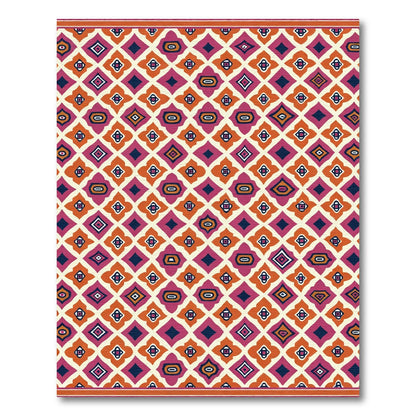 Crimson Orange Diamond Medallion Rhombus Rug
