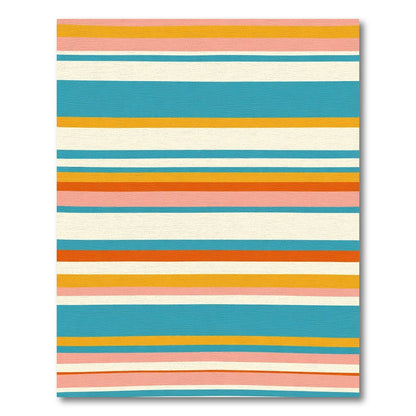 Retro Teal Orange Pink Striped Rug