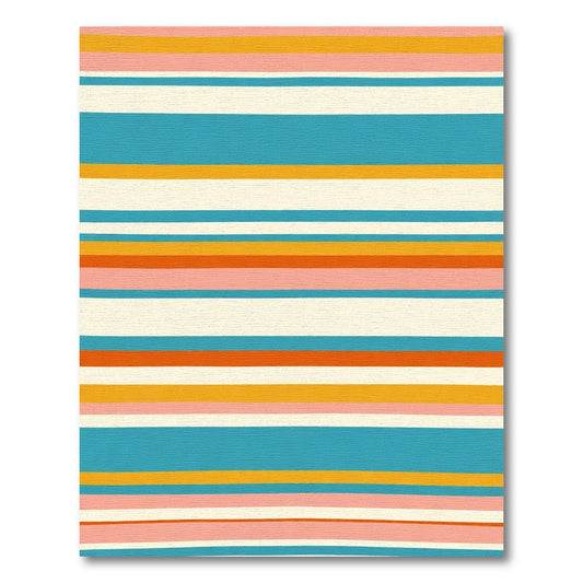 Retro Teal Orange Pink Striped Rug